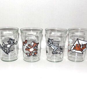 1990 Complete Set of 4 Welch’s Jelly Jar Tom & Jerry Glasses